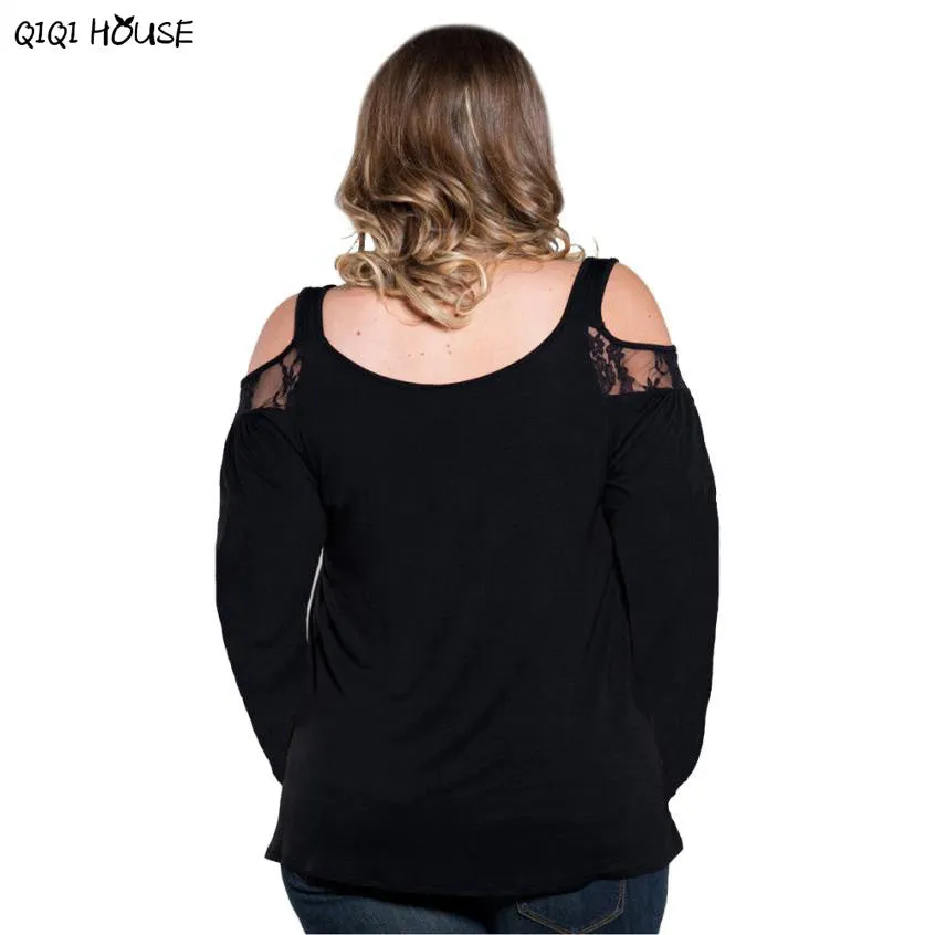 Plus Size Women Clothes XL Loose Sexy Off Shoulder Lace Tops Women Autumn Long Sleeve Pullovers Blouse Blusas Femininas#C115 SM6