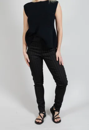 Pull On Pinstripe Leggings in Black