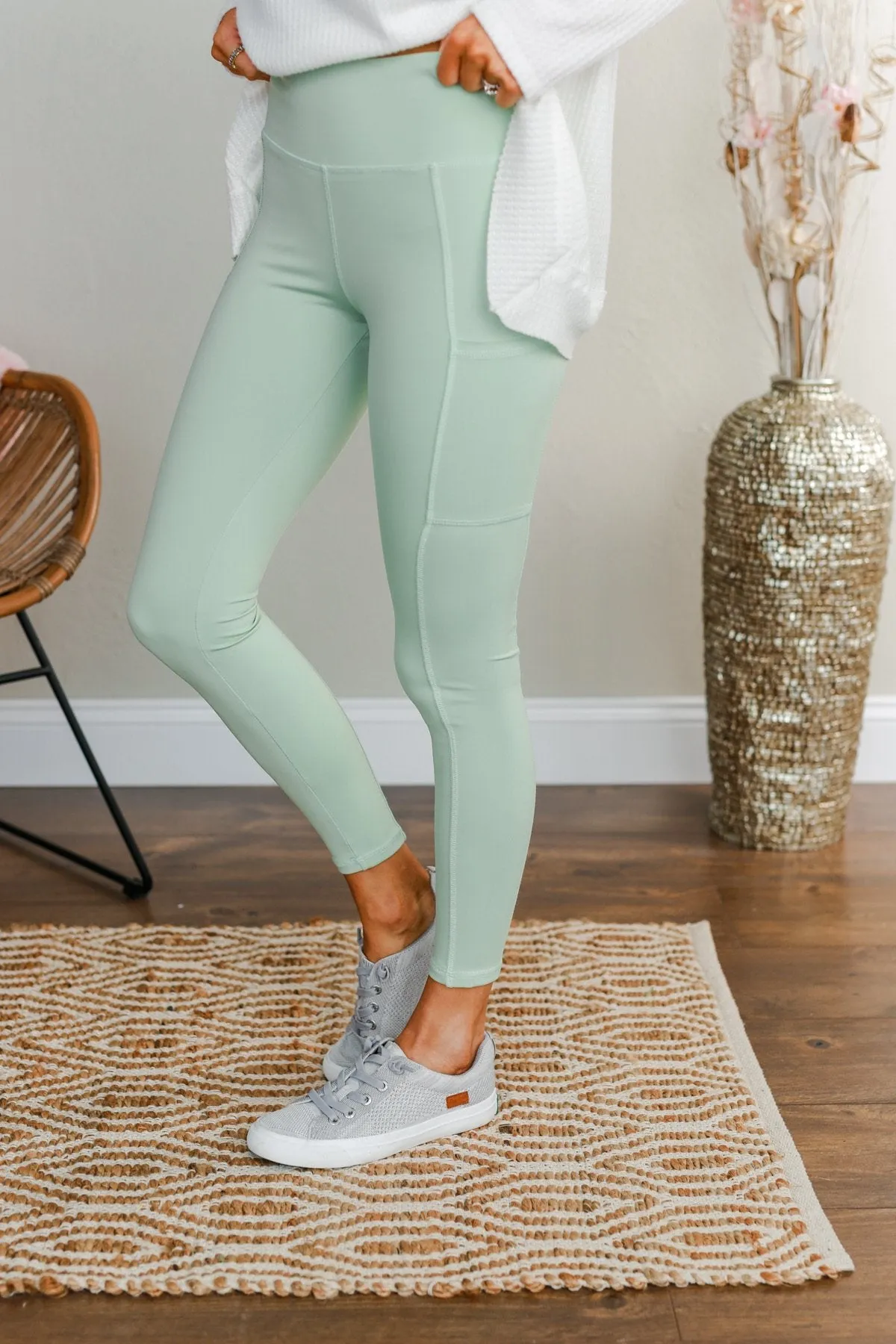 Pulse Basics Athleisure Leggings- Seafoam Green