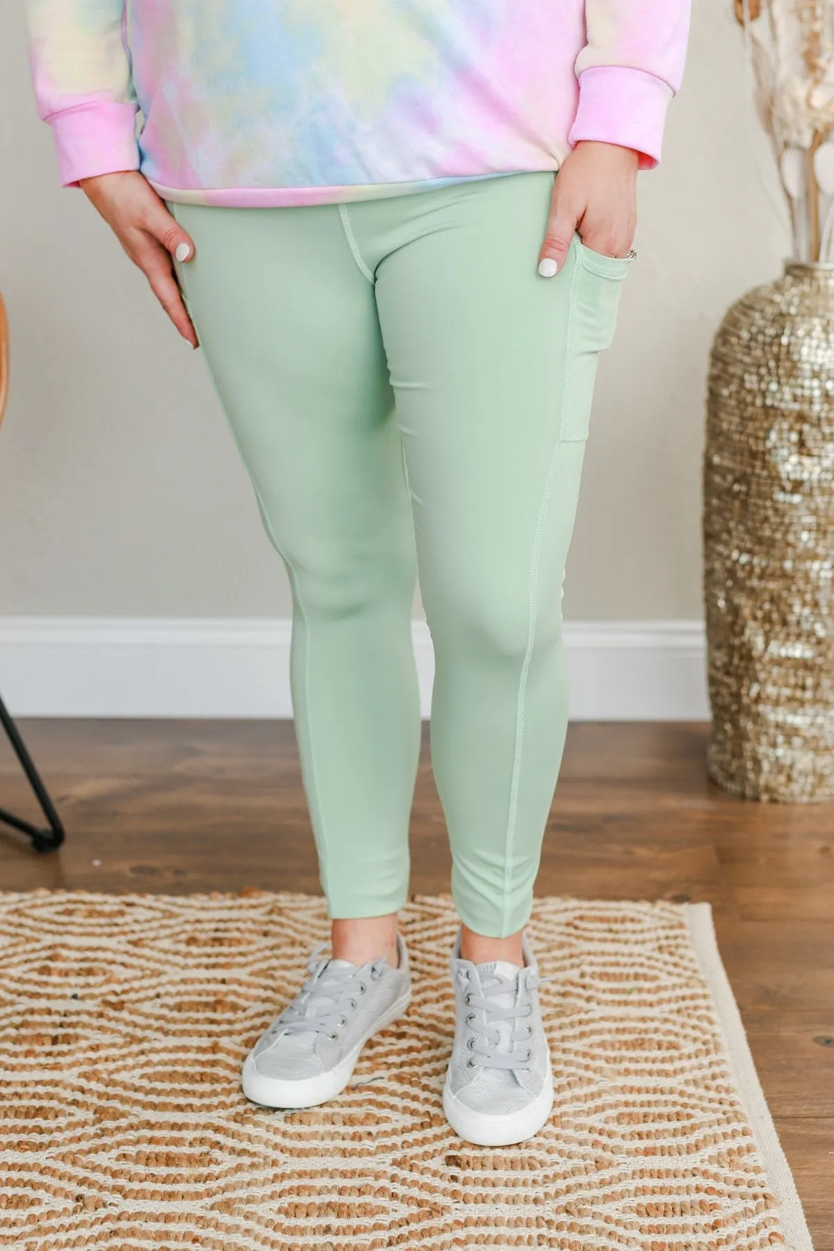 Pulse Basics Athleisure Leggings- Seafoam Green