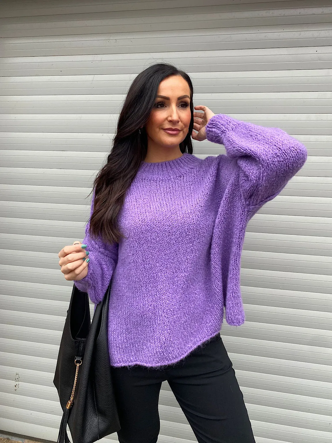 Purple Ribbed Neck Premium Jumper Alex