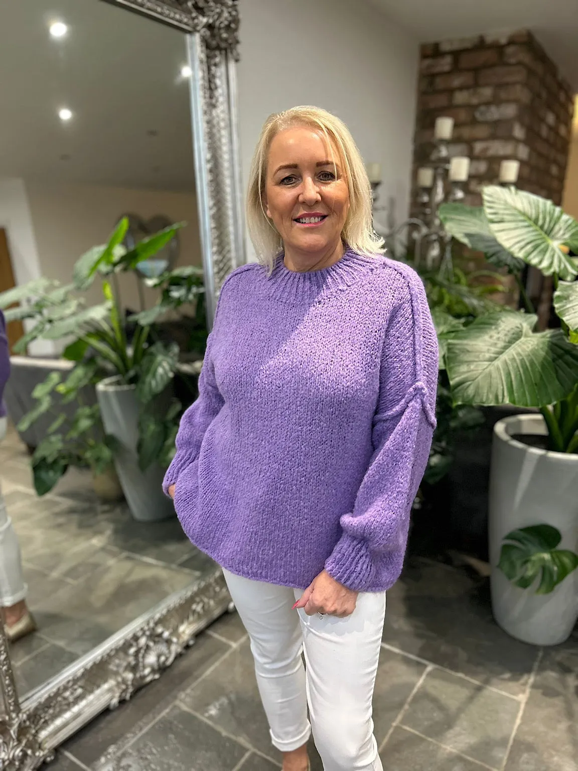 Purple Ribbed Neck Premium Jumper Alex