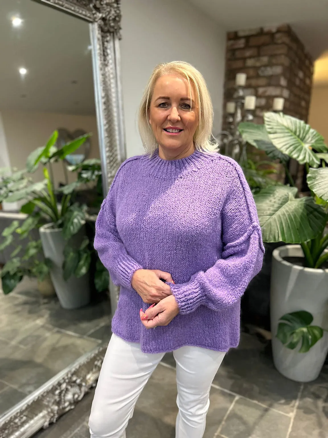 Purple Ribbed Neck Premium Jumper Alex