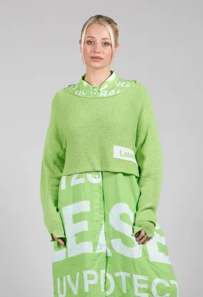 Relaxed Cropped Jumper in Lime Print