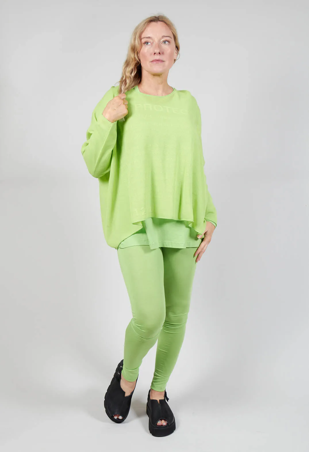 Relaxed Fit Jumper with Motif in Lime Jacquard