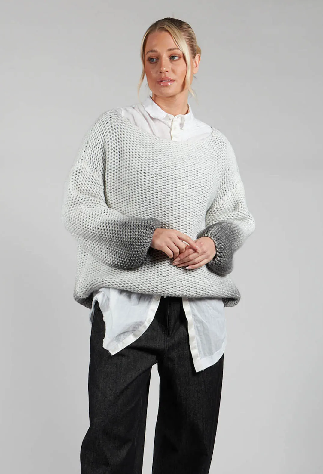 Relaxed Fit Knitted Jumper in Drgade Panna