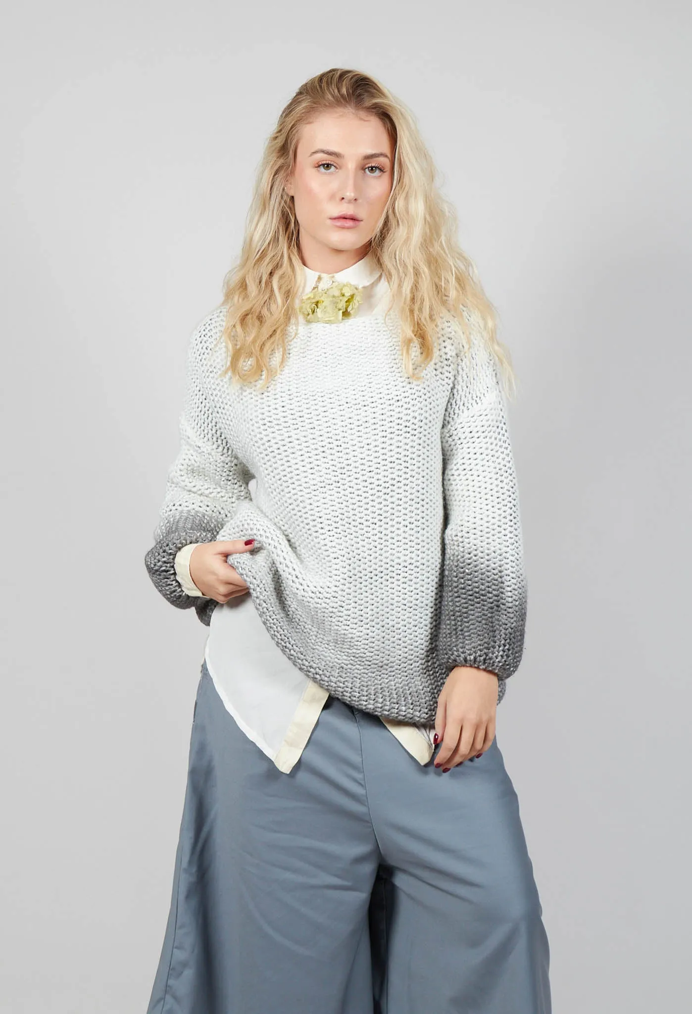 Relaxed Fit Knitted Jumper in Drgade Panna