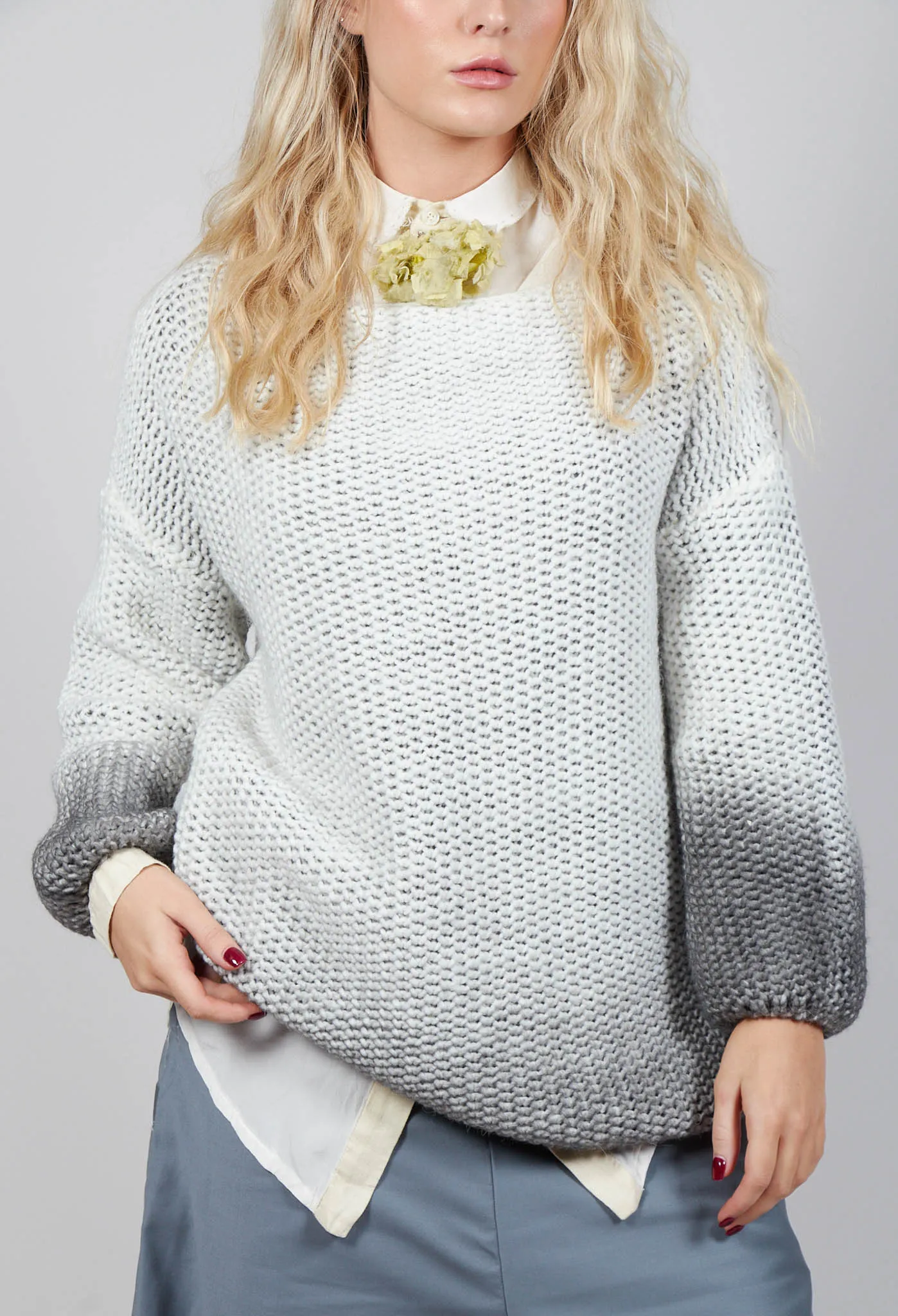 Relaxed Fit Knitted Jumper in Drgade Panna