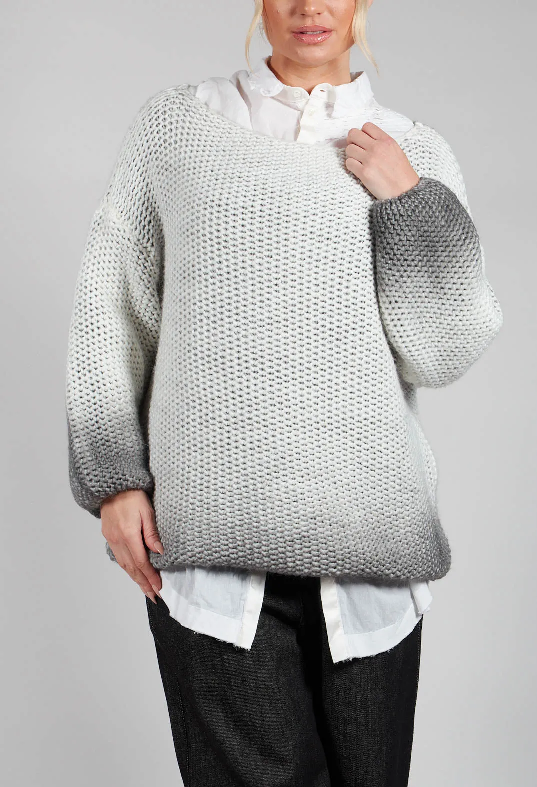 Relaxed Fit Knitted Jumper in Drgade Panna