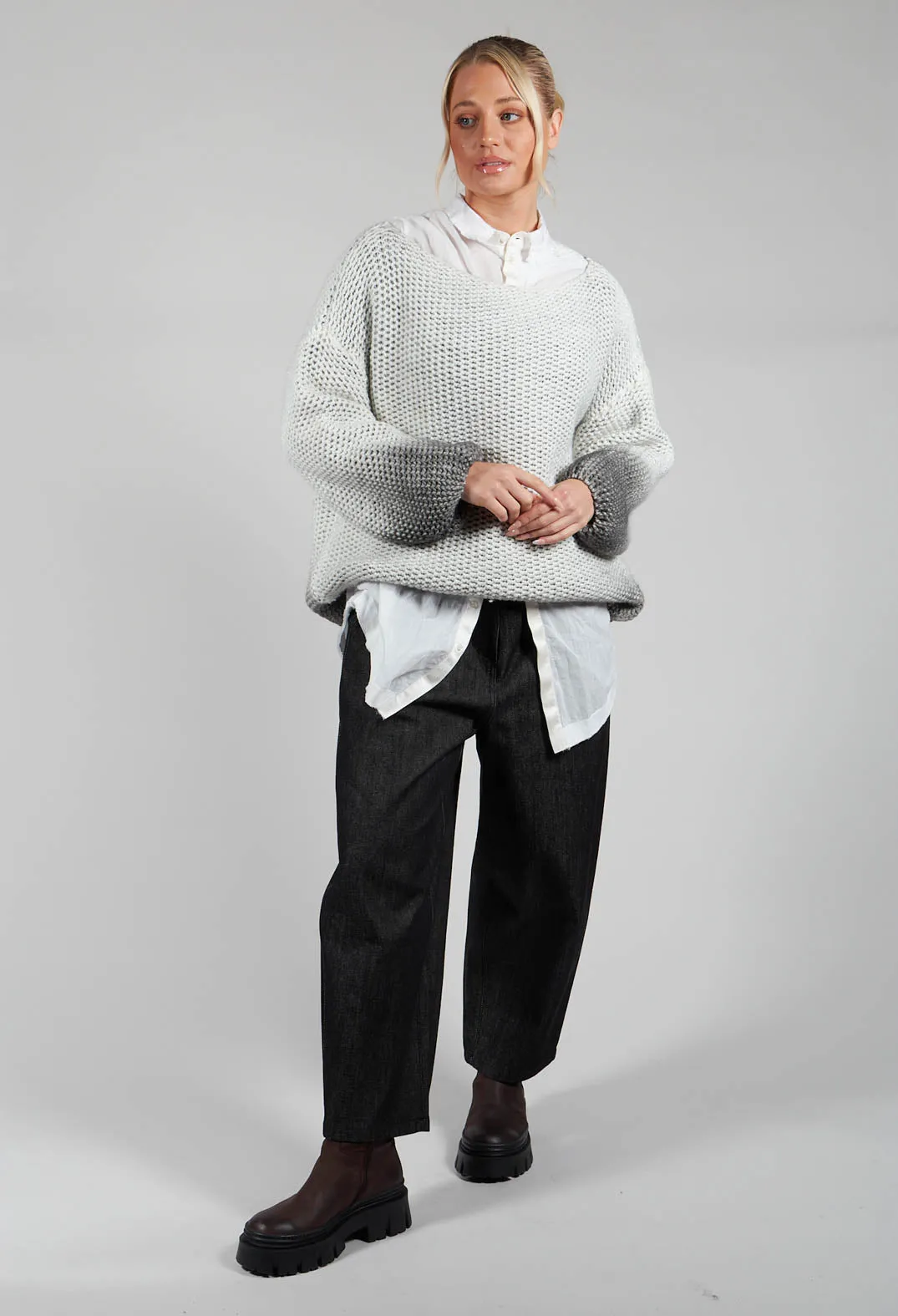 Relaxed Fit Knitted Jumper in Drgade Panna