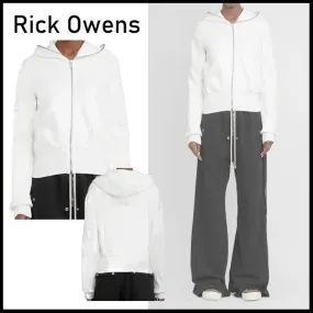 RICK OWENS  |Rib Street Style Long Sleeves Cotton Hoodies & Sweatshirts