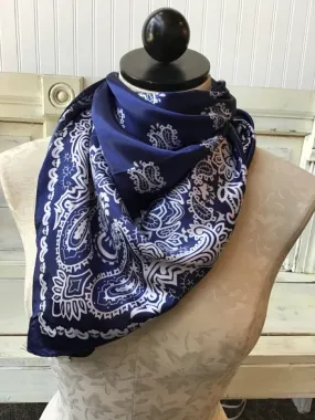 Royal Blue Paisley Wild Rag Scarf