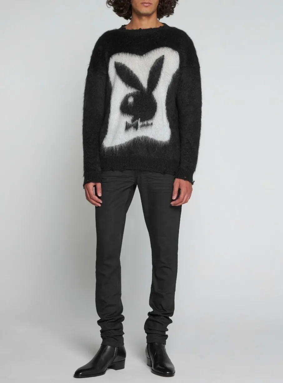 Saint Laurent  |Crew Neck Pullovers Long Sleeves Luxury Sweaters