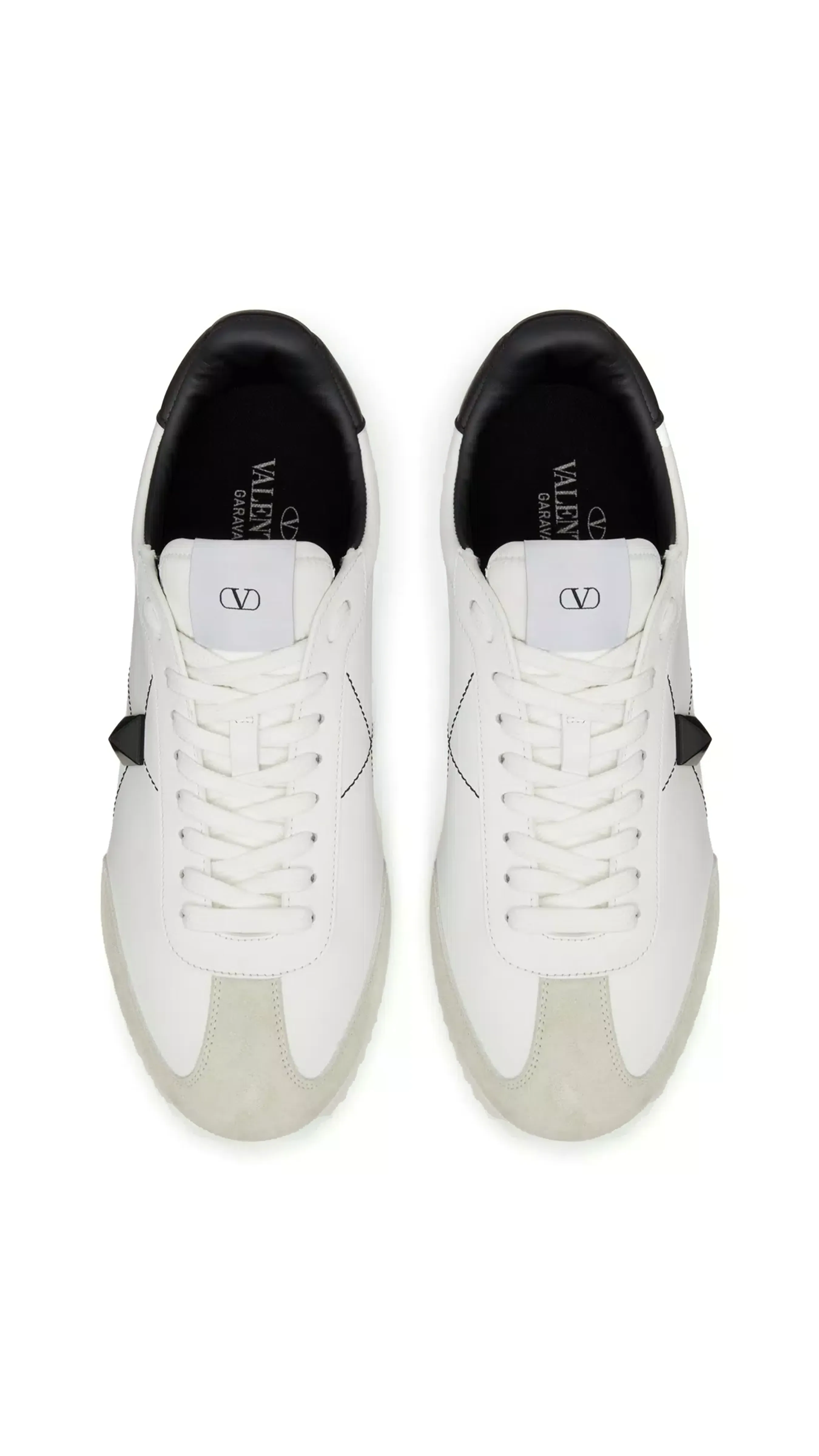 Stud Around Low-top Calfskin and Nappa Leather Sneaker - White/Black