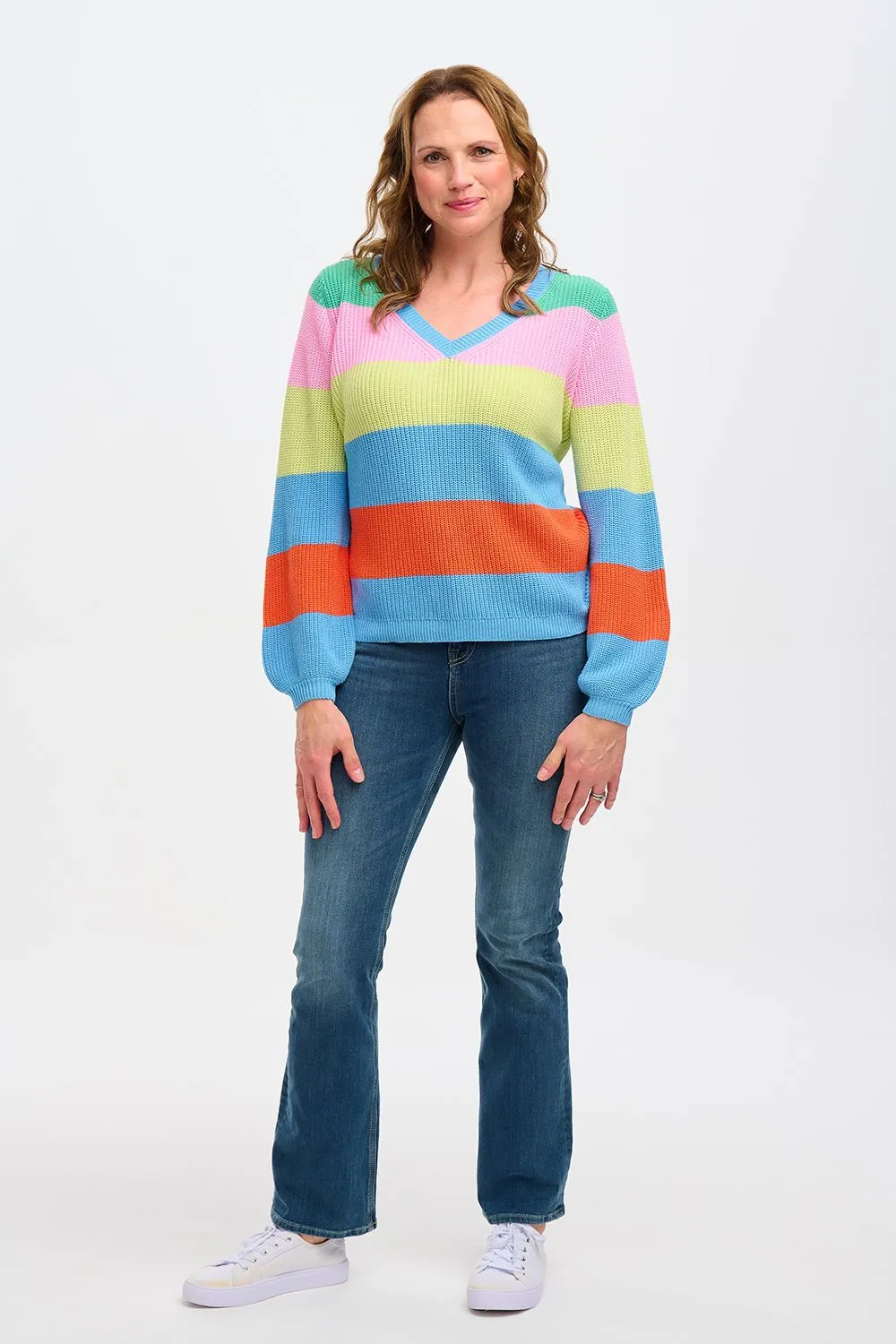 Sugarhill Brighton Bold Stripes Rashina V-Neck Jumper