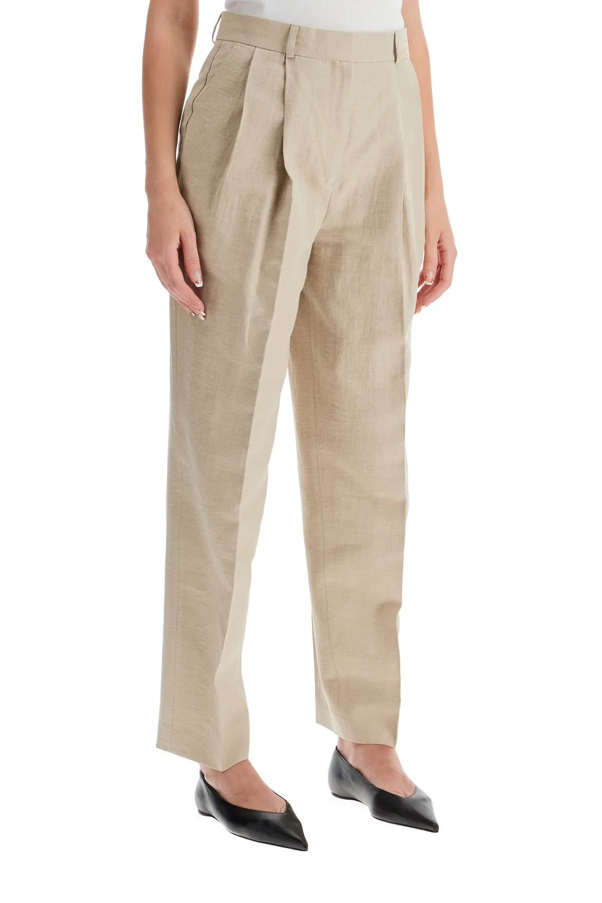 tailored linen blend trousers for men 243 WRB847 FB0196 SAND