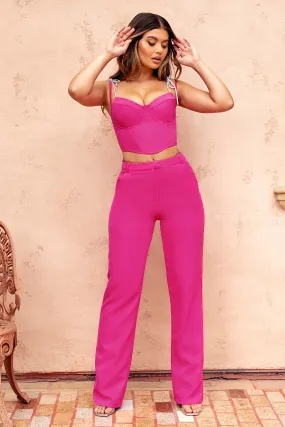 Take Your Time | Hot Pink High Waist Wide Leg Trousers