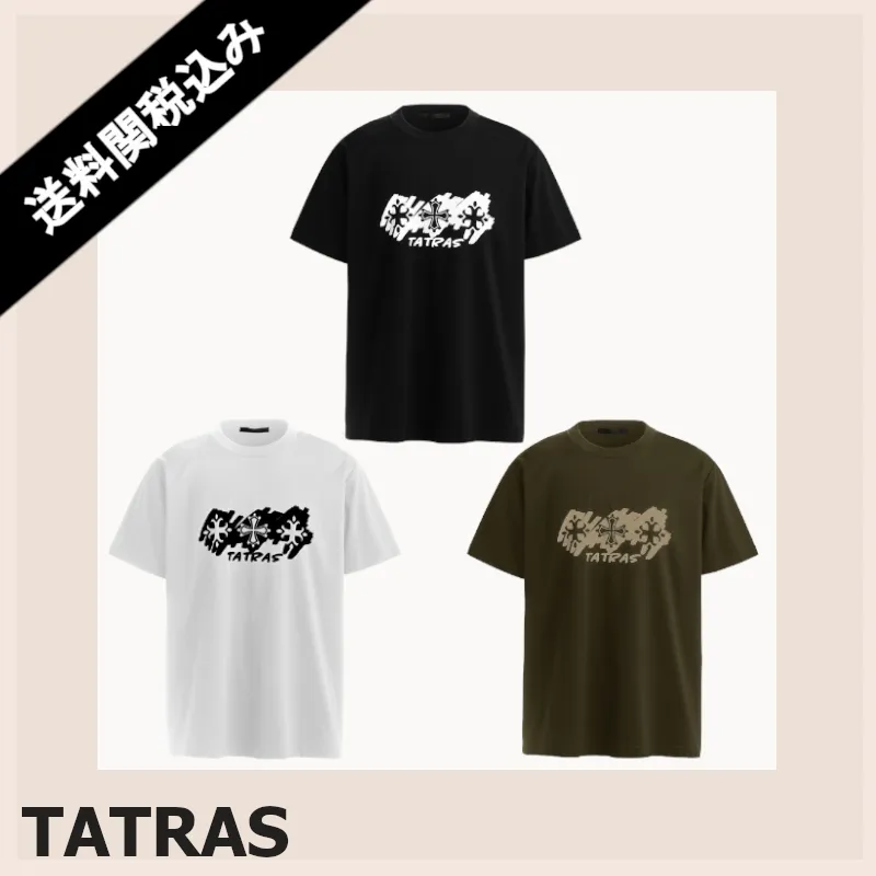 TATRAS  |Crew Neck Pullovers Unisex Cotton Short Sleeves Logo