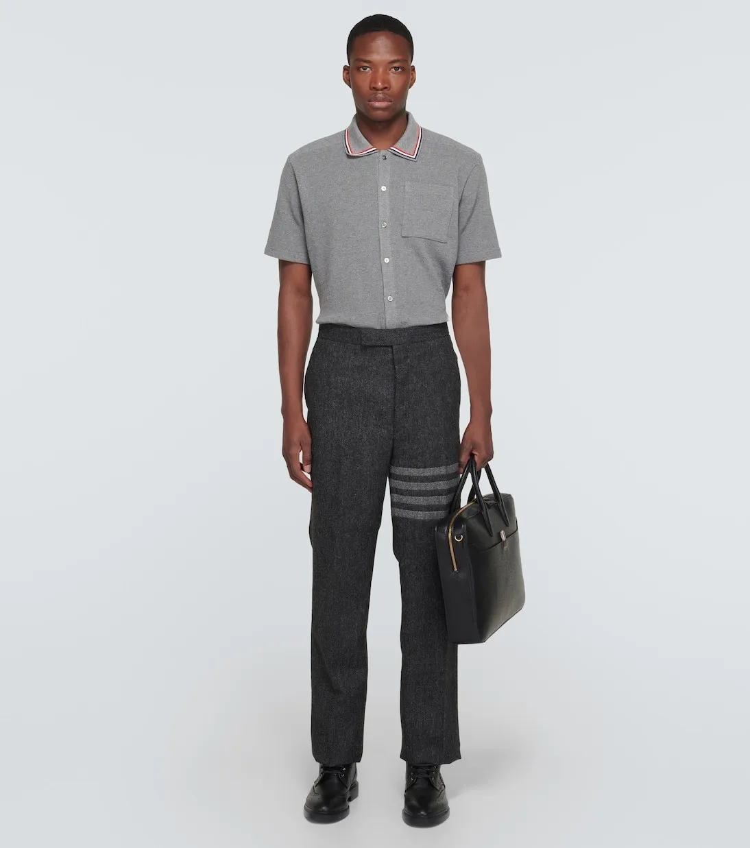 THOM BROWNE  |Pullovers Plain Cotton Short Sleeves Logo Designers Polos