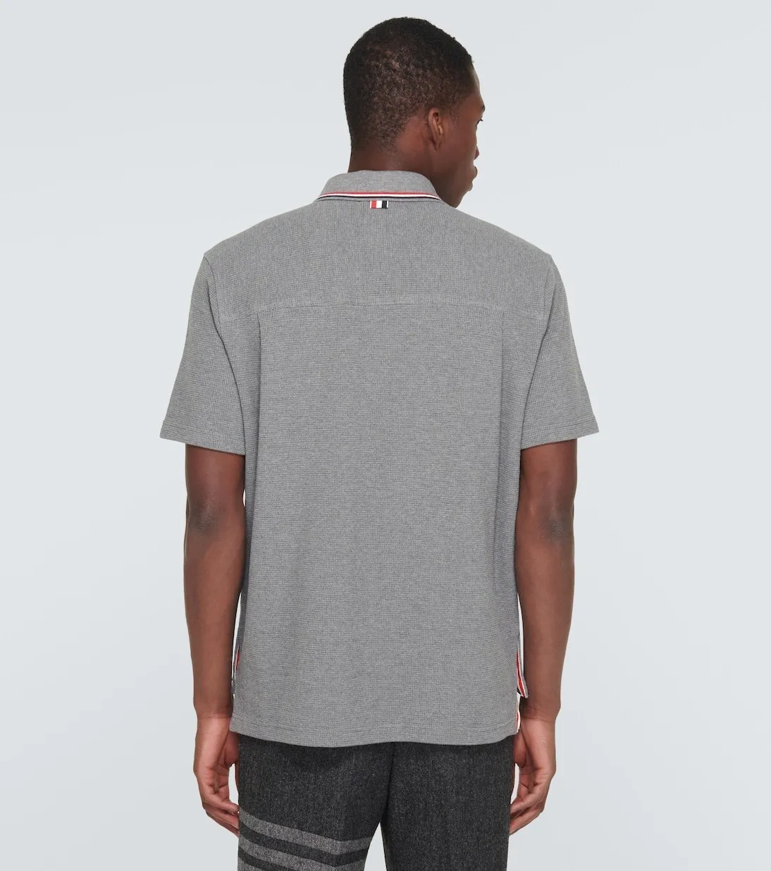 THOM BROWNE  |Pullovers Plain Cotton Short Sleeves Logo Designers Polos