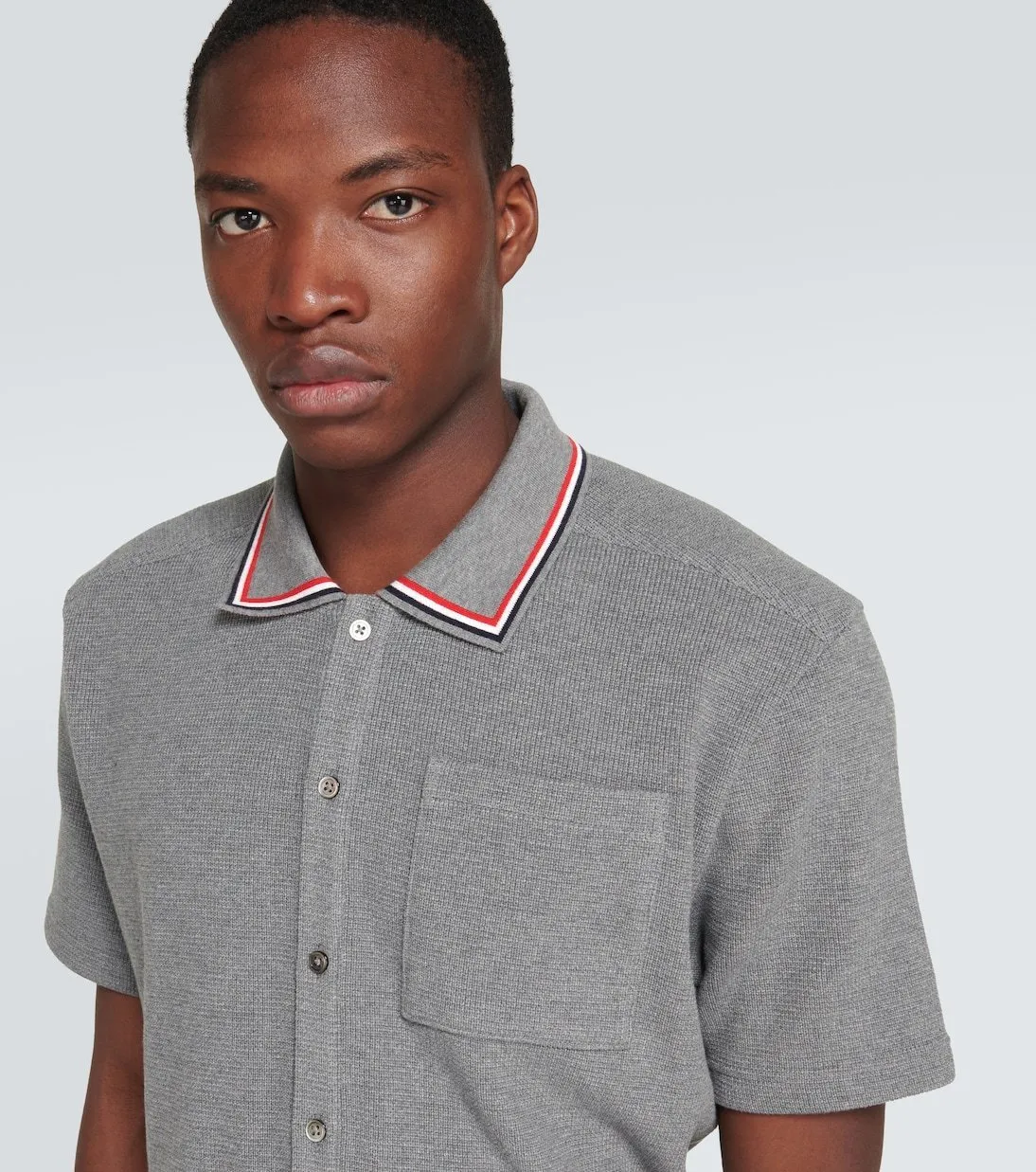 THOM BROWNE  |Pullovers Plain Cotton Short Sleeves Logo Designers Polos