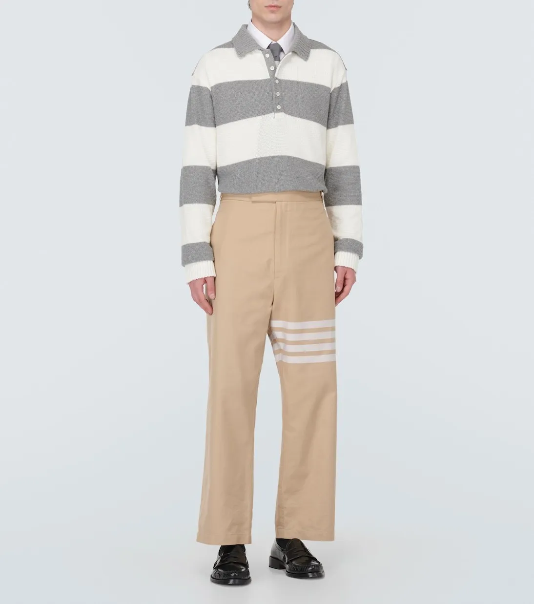 THOM BROWNE  |Pullovers Stripes Long Sleeves Cotton Designers Sweaters