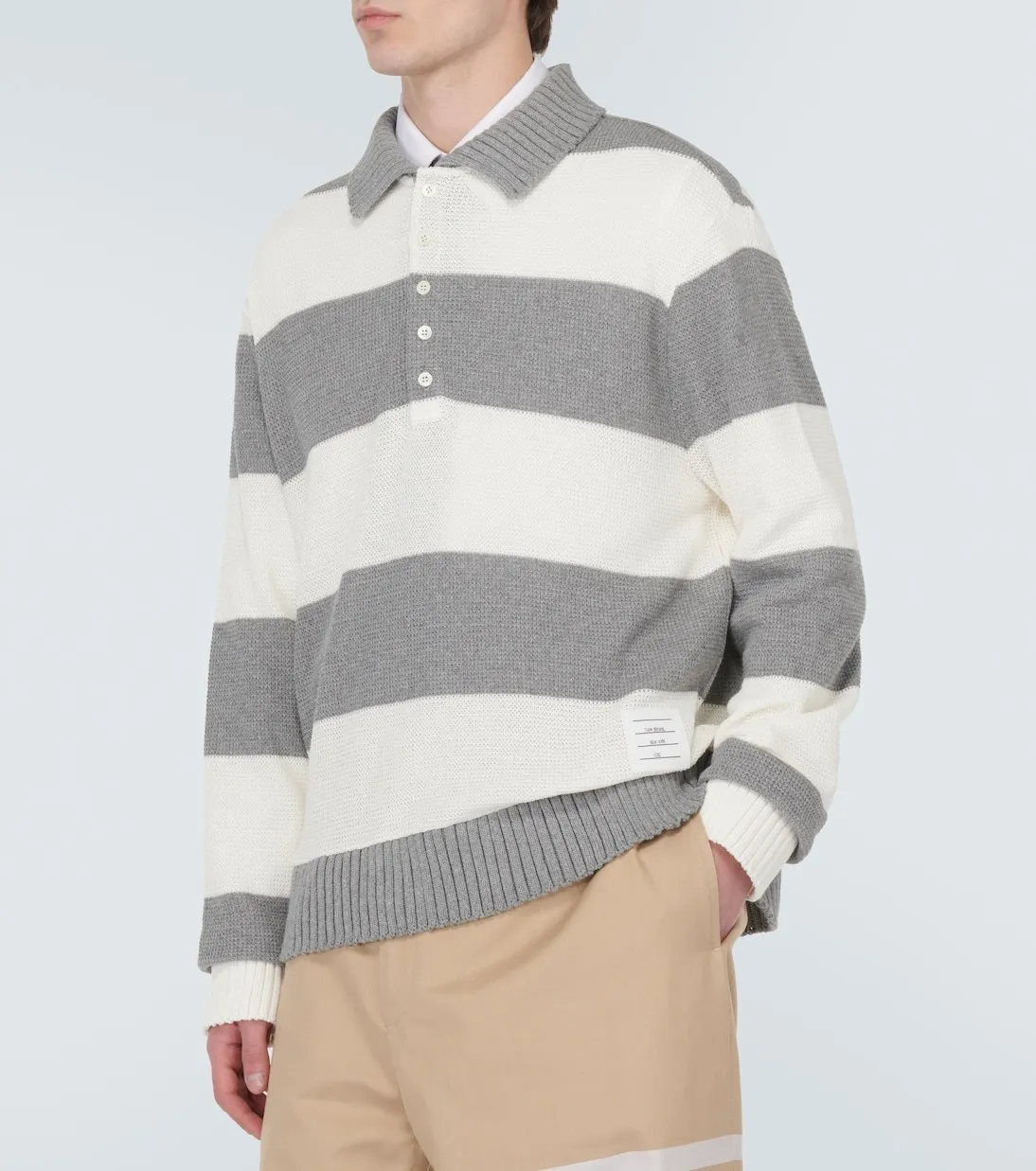 THOM BROWNE  |Pullovers Stripes Long Sleeves Cotton Designers Sweaters