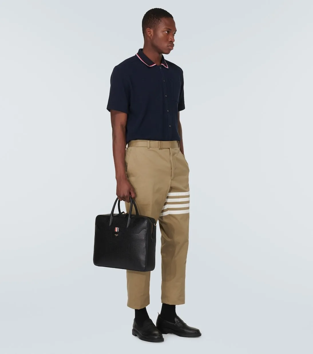 THOM BROWNE  |Pullovers Stripes Plain Cotton Short Sleeves Logo Designers