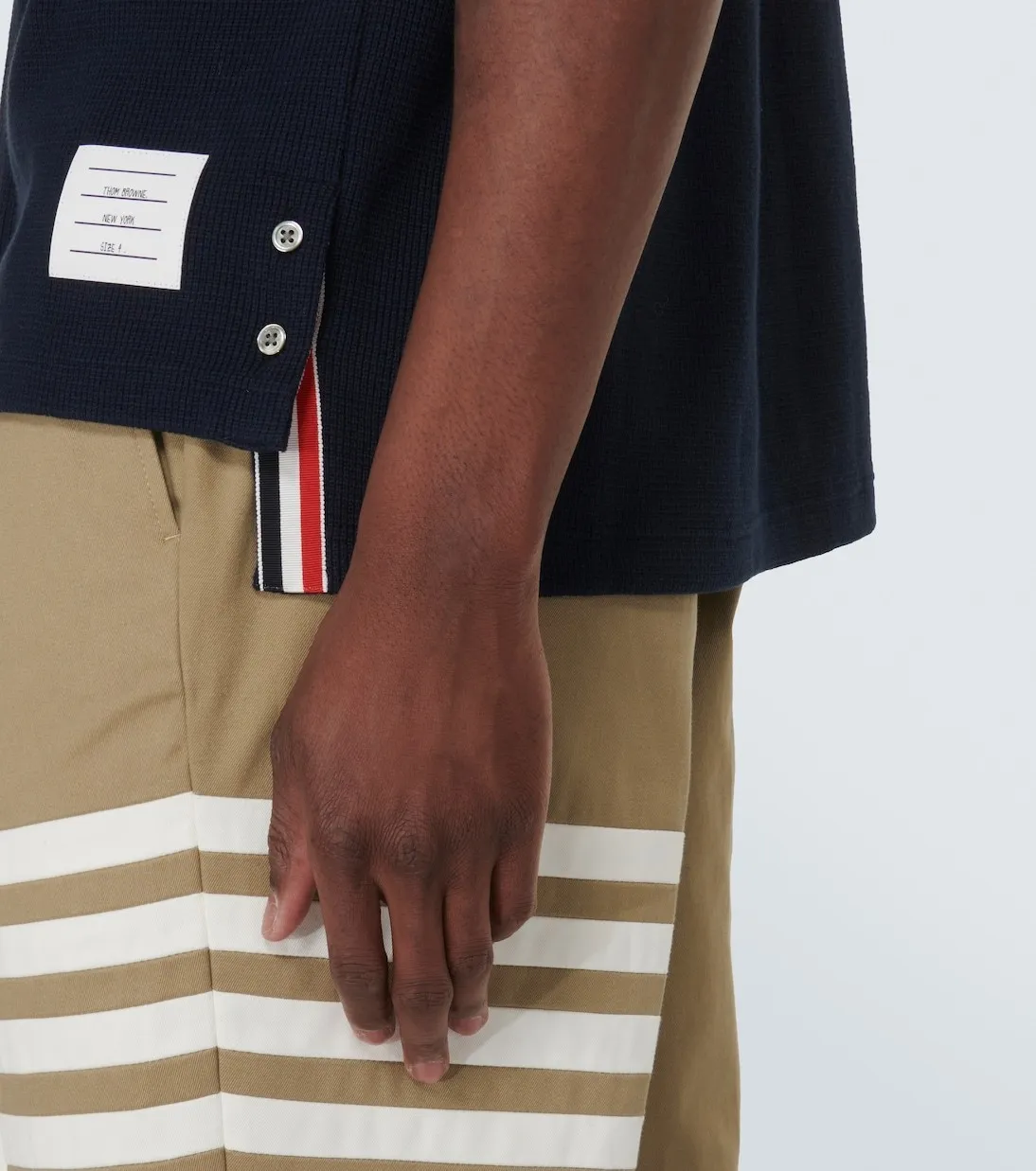 THOM BROWNE  |Pullovers Stripes Plain Cotton Short Sleeves Logo Designers