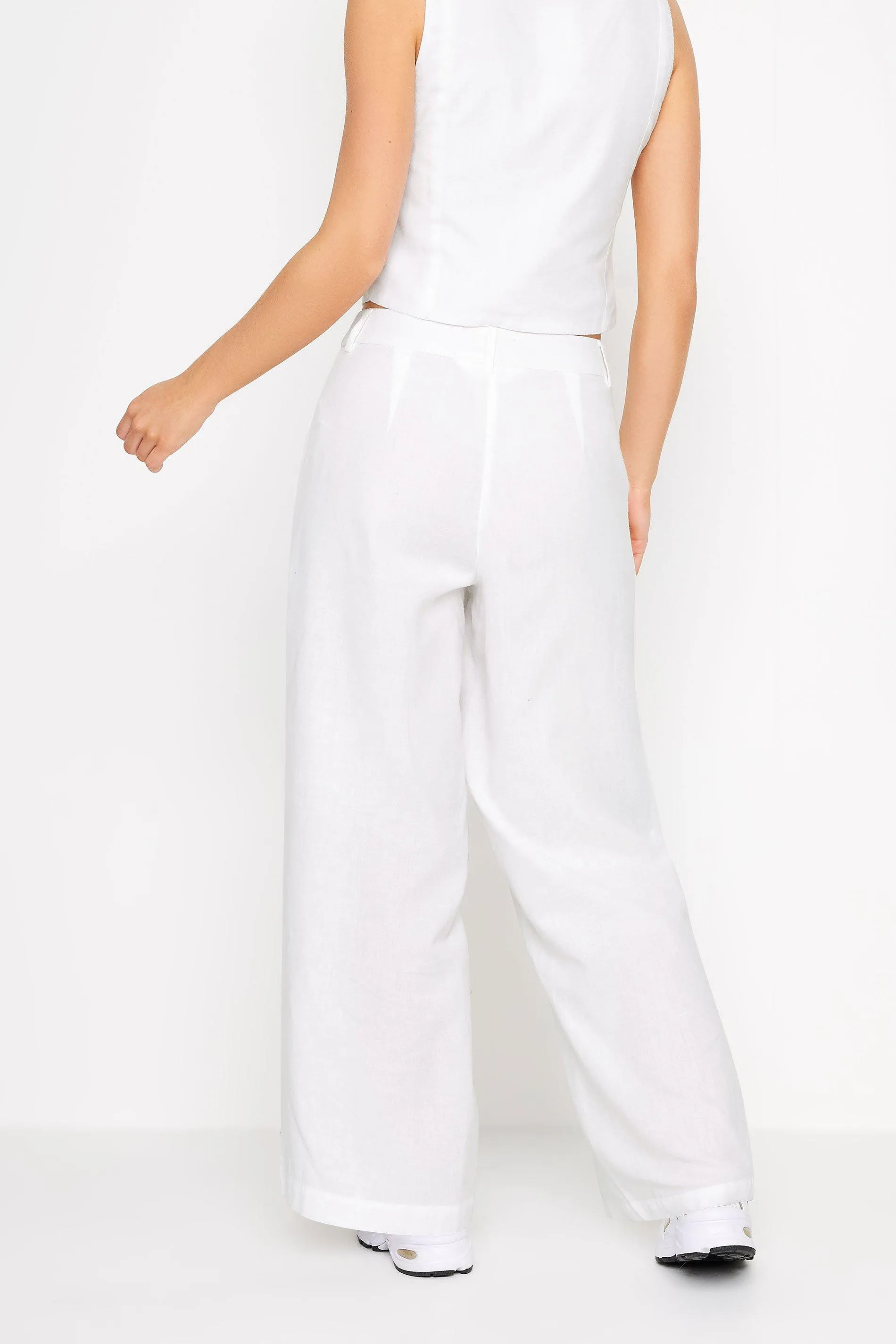 Trousers | Petite Linen Wide Leg Trousers | PixieGirl