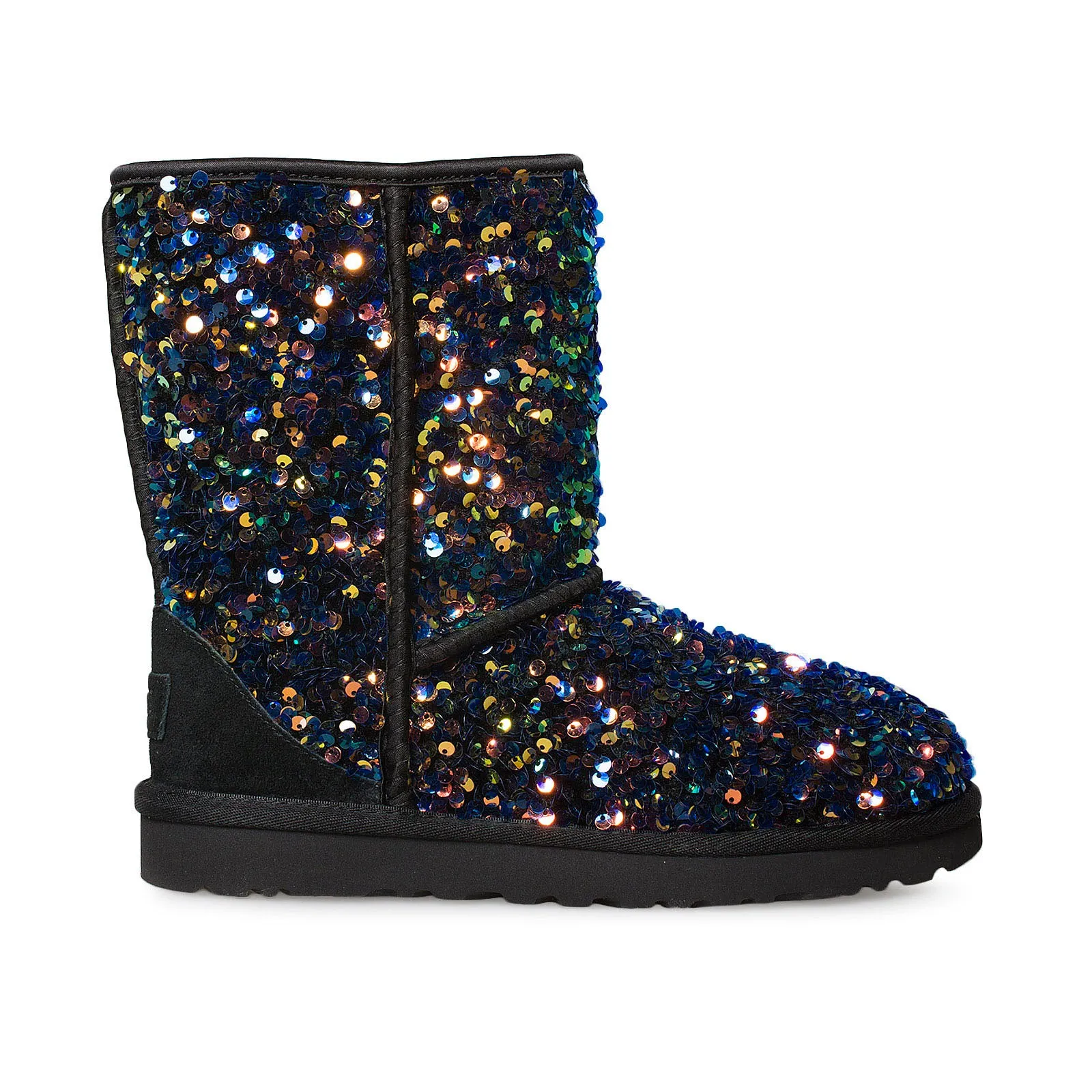 UGG Classic Short Stellar Sequin Black Boots - Women's