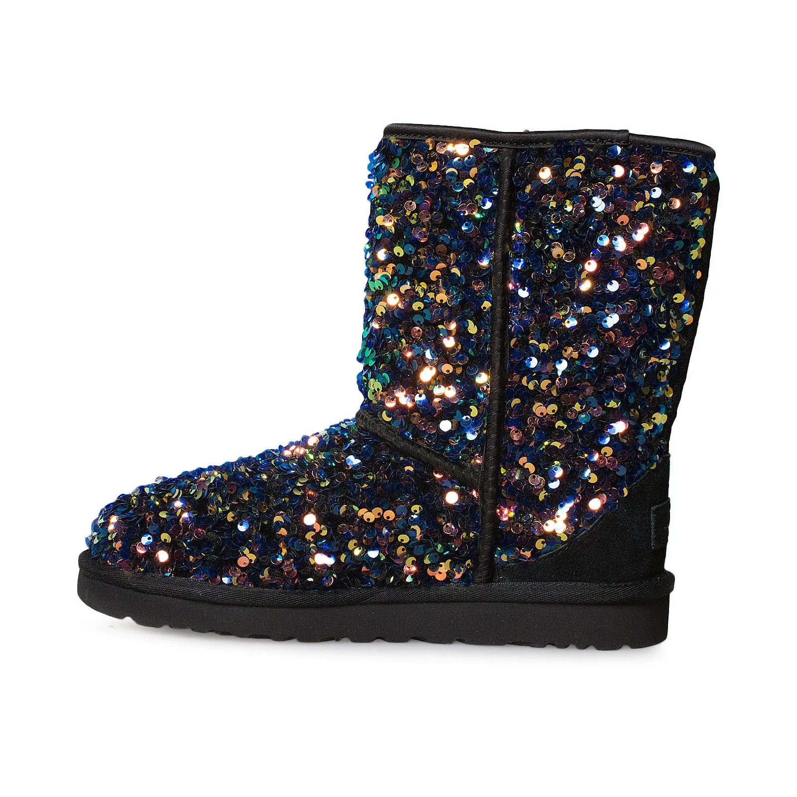 UGG Classic Short Stellar Sequin Black Boots - Women's