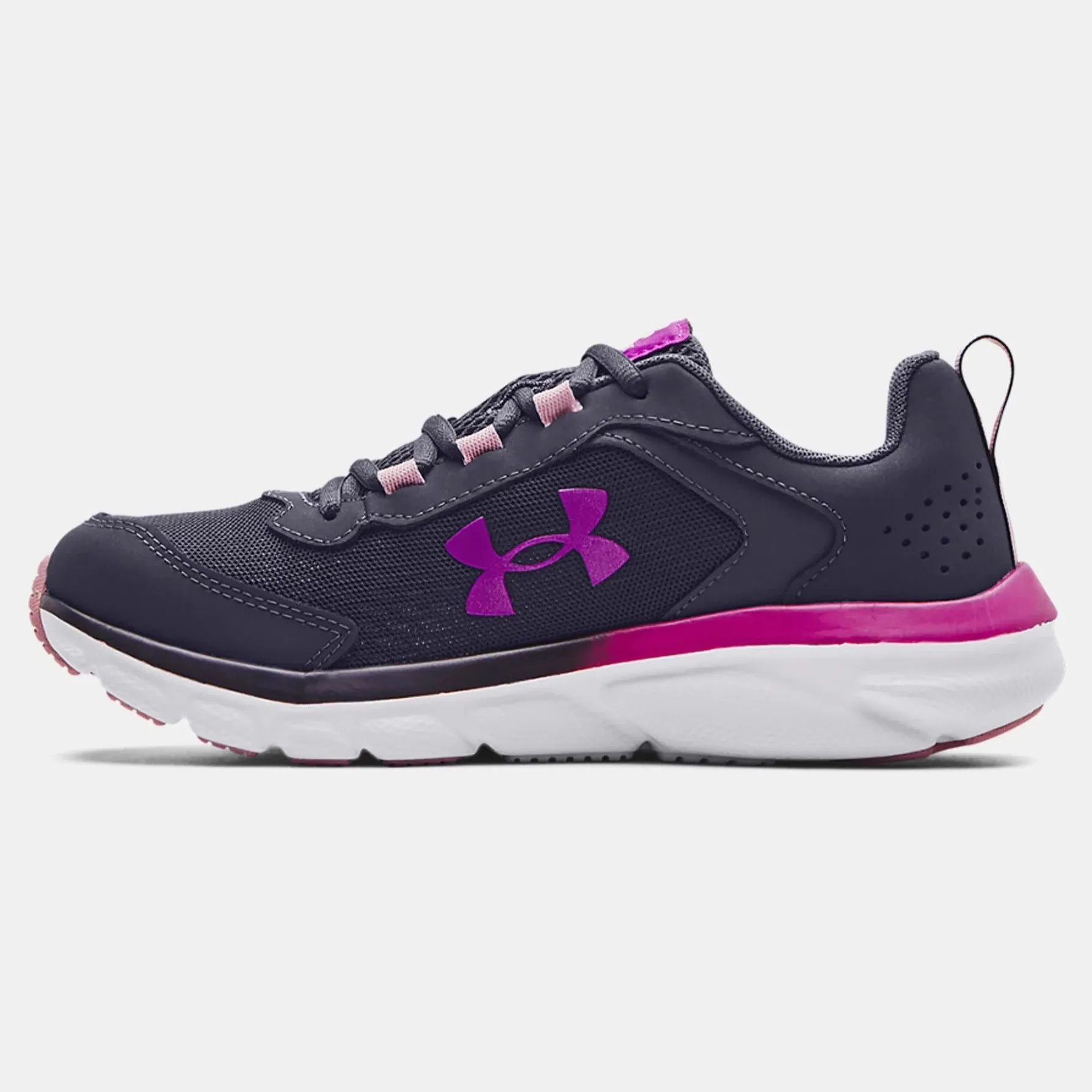 Under Armour Tempered Steel/Pink Fog/Strobe Assert 9 Youth Sneaker