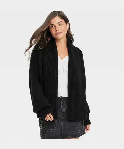 Universal Thread Women's Scarf Cardigan - Universal Thread™ Black