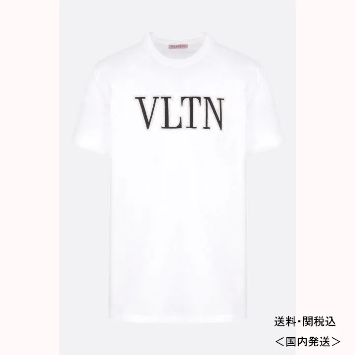 VALENTINO  |Crew Neck Pullovers Cotton Short Sleeves Logo Luxury