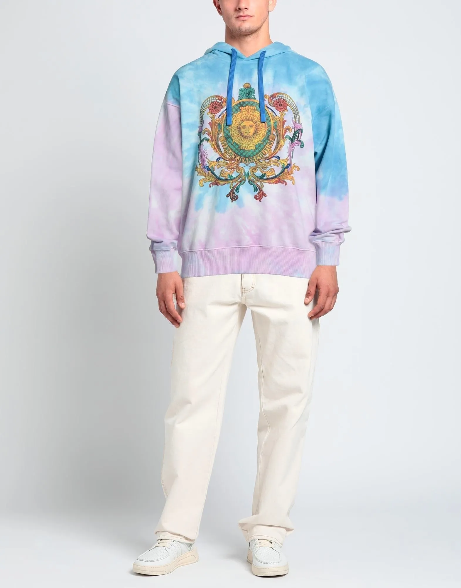 VERSACE JEANS  |Pullovers Tie-dye Long Sleeves Cotton Logo Hoodies