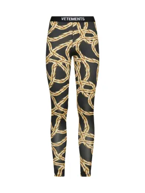 Vetements Chain Printed Logo Waistband Leggings