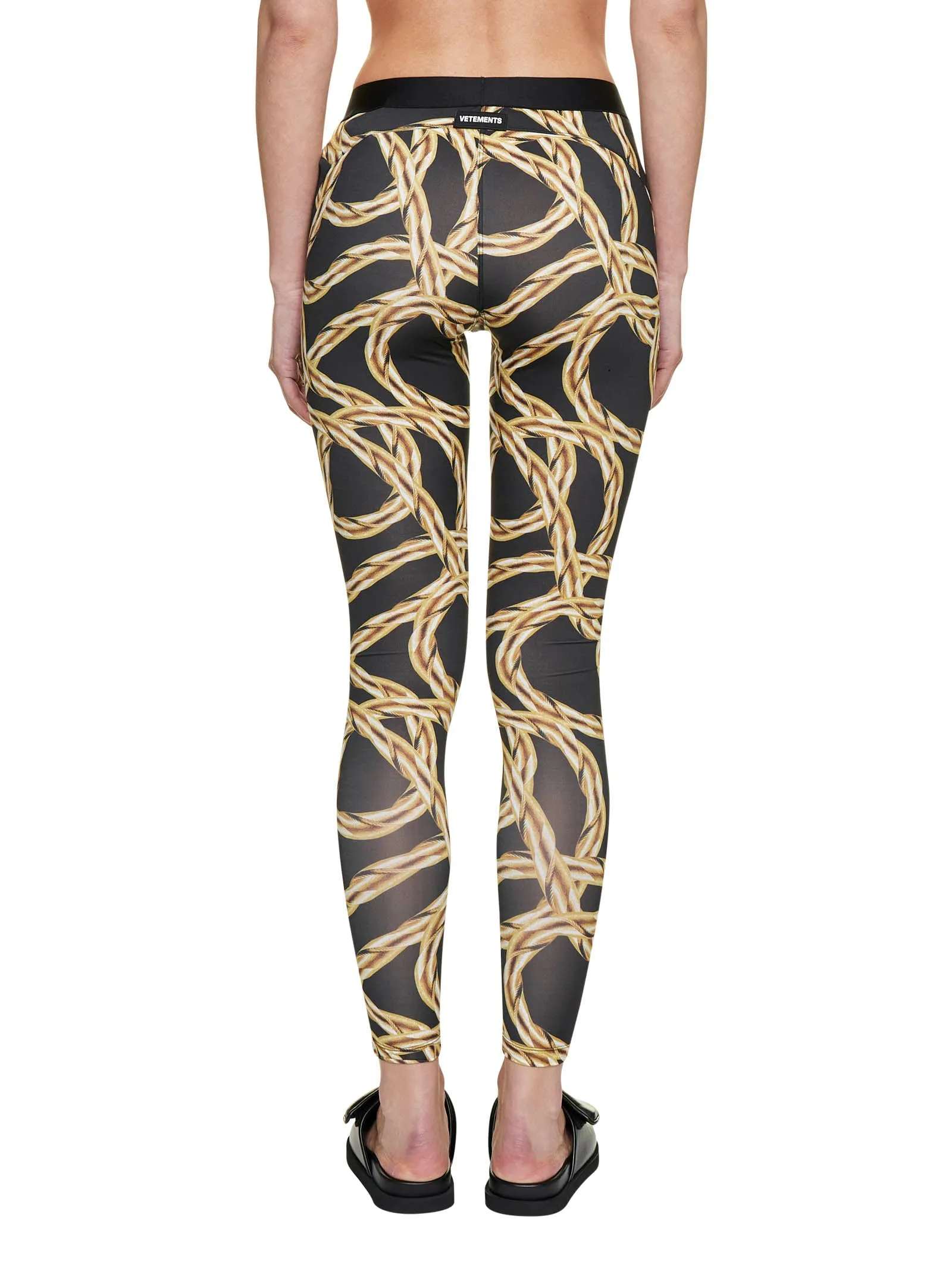 Vetements Chain Printed Logo Waistband Leggings