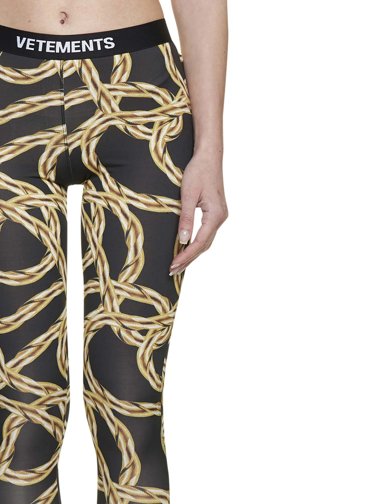 Vetements Chain Printed Logo Waistband Leggings