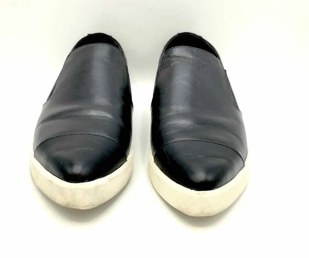 VINCE Black White Leather Upper Sneaker Pointed Toe Slip on Shoes