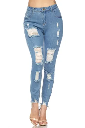 Women's Ripped-Destroyed Ankle Length Skinny Jeans