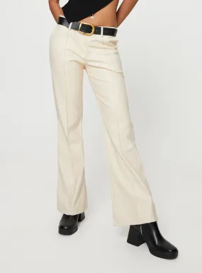 Yarella Mid Rise PU Pants Ivory