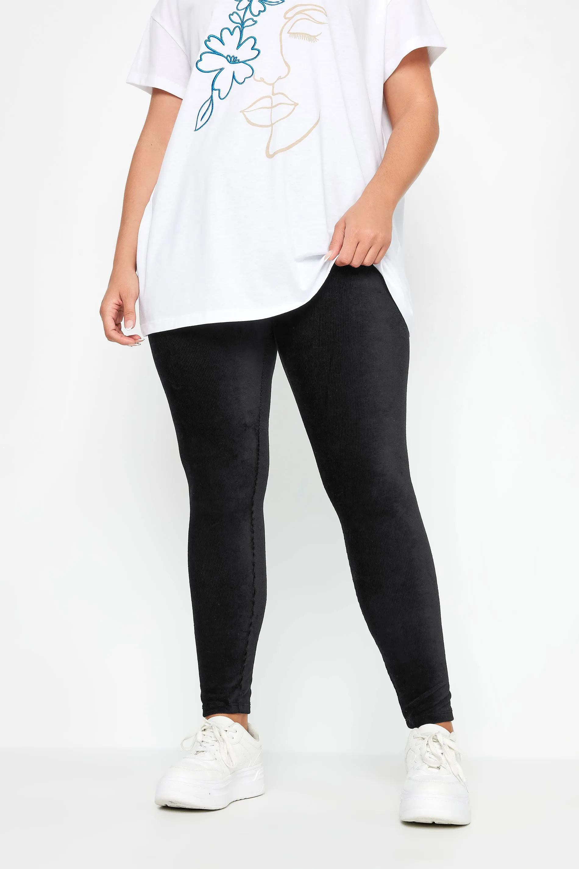 YOURS Curve Black Cord Stretch Leggings