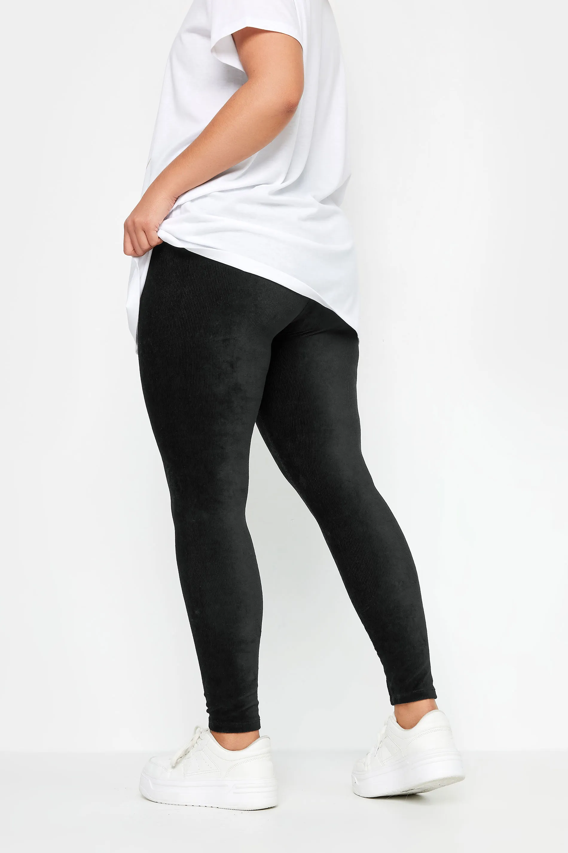 YOURS Curve Black Cord Stretch Leggings