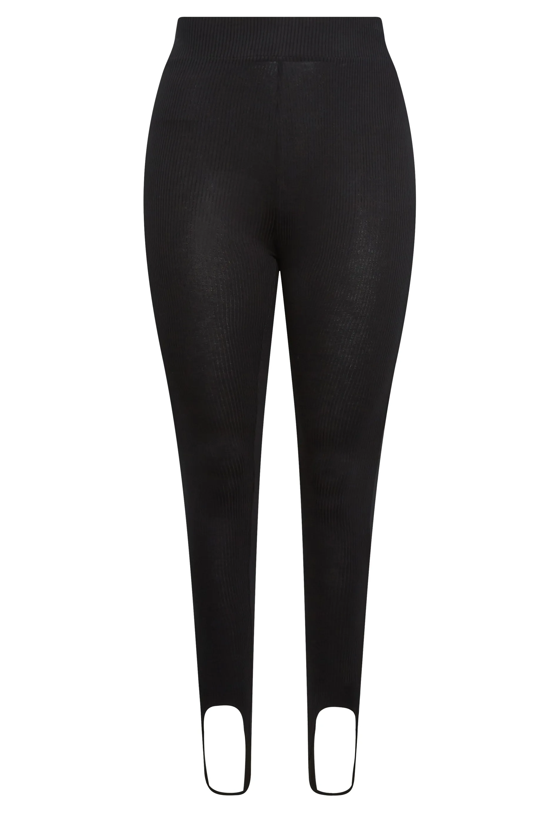 YOURS Curve Black Ribbed Stirrup Leggings