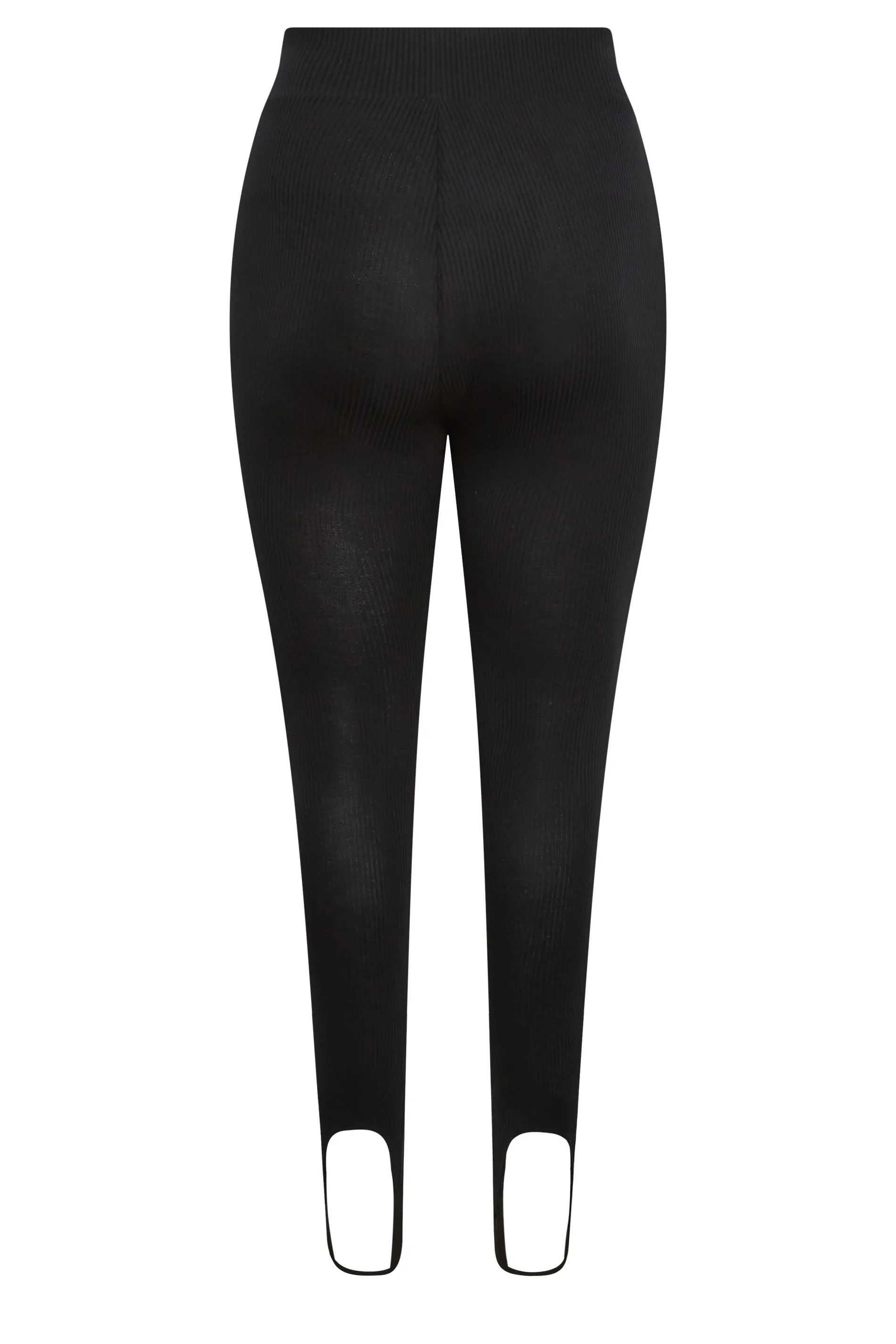 YOURS Curve Black Ribbed Stirrup Leggings