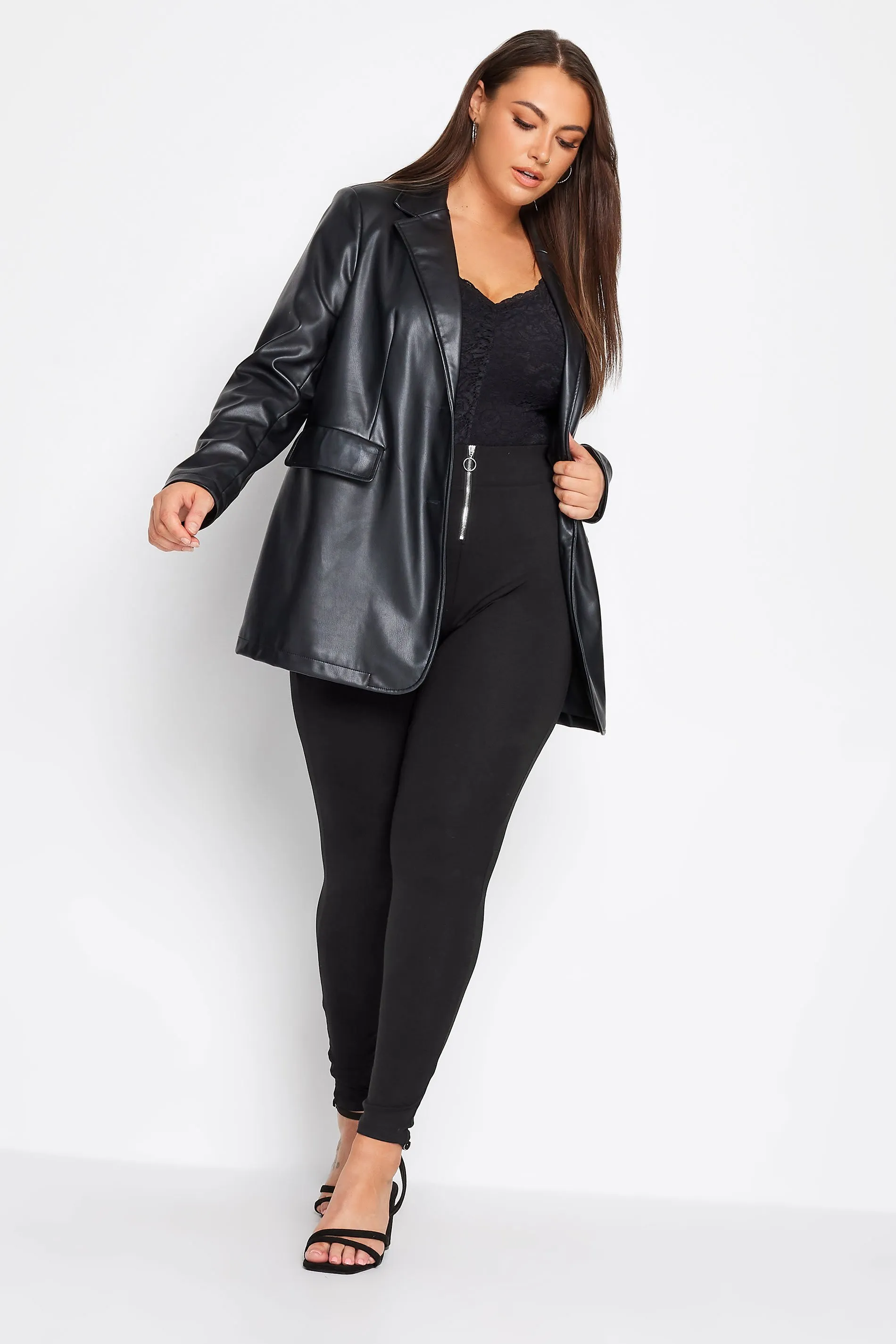 YOURS Curve Black Zip Waist Leggings