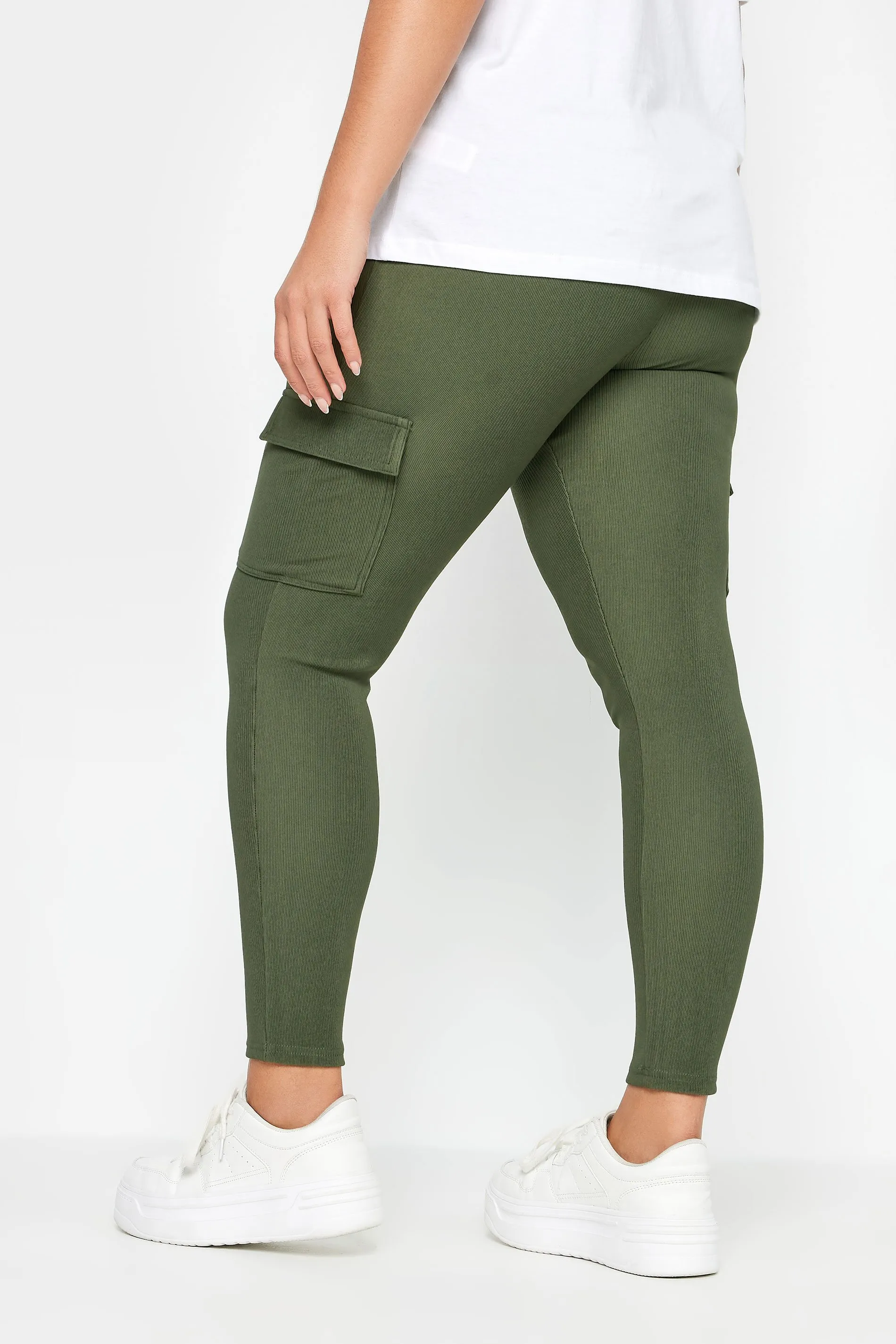 YOURS Curve Khaki Green Cargo Leggings