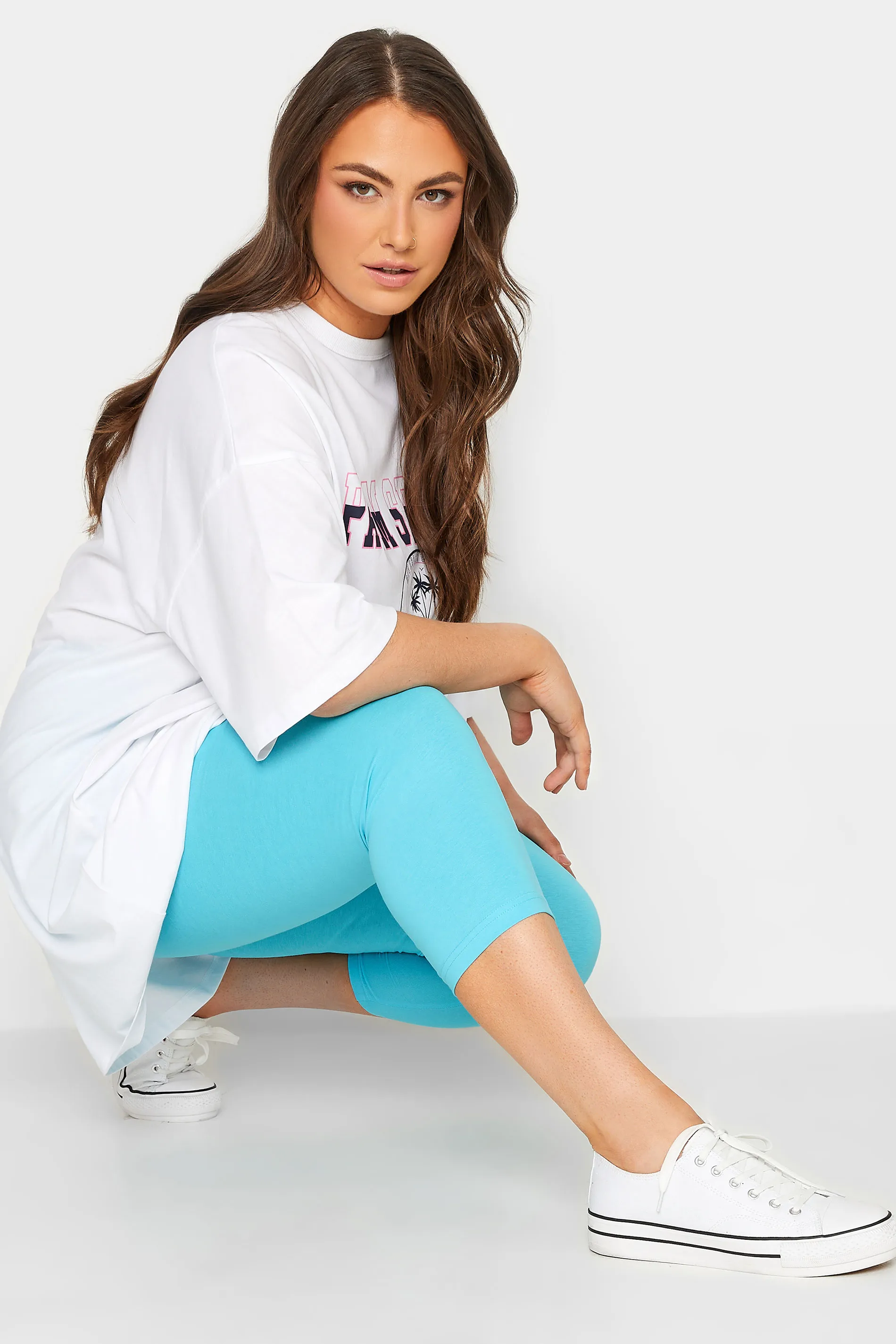 YOURS Curve Light Blue Cropped Leggings