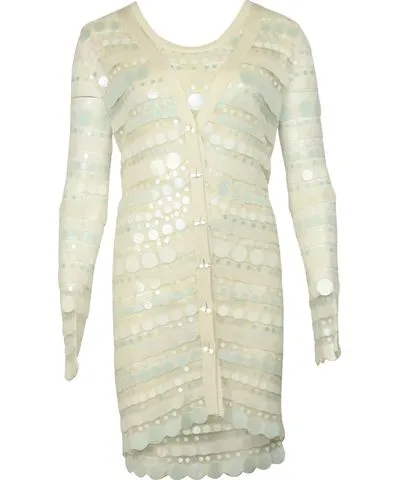 Zac Posen Sequined Cardigan with Dress in Cream Silk